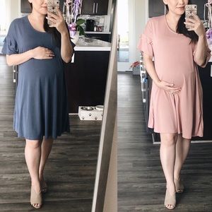 Maternity Ruffle Sleeve Tee Dress